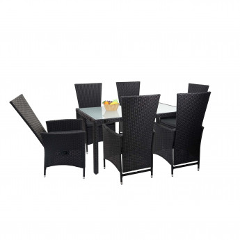 Garniture en polyrotin HWC-F49, ensemble, dossier réglable, 150x90cm - anthracite, coussin gris foncé