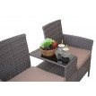 Banc avec table en polyrotin HWC-E24, banquette de jardin, meuble de jardin 132cm - gris, coussin crème