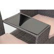 Banc avec table en polyrotin HWC-E24, banquette de jardin, meuble de jardin 132cm - gris, coussin crème