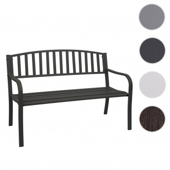 Banc de jardin HWC-F43, banc du parc, 2 places, acier thermolaqué - noir