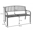 Banc de jardin HWC-F43, banc du parc, 2 places, acier thermolaqué - noir