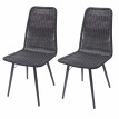 2x chaise en polyrotin HWC-E90, chaises de jardin, monture en métal - noir