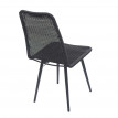 2x chaise en polyrotin HWC-E90, chaises de jardin, monture en métal - noir