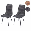 2x chaise en polyrotin HWC-E90, chaises de jardin, monture en métal - noir
