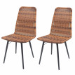 2x chaise en polyrotin HWC-E90, chaises de jardin, monture en métal - brun naturel