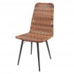 2x chaise en polyrotin HWC-E90, chaises de jardin, monture en métal - brun naturel