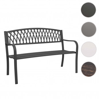 Banc de jardin HWC-F45, banc du parc, 2 places, acier thermolaqué - gris