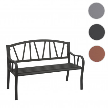 Banc de jardin HWC-F53, banc du parc, banquette en acier thermolaqué - marron