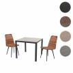 Garniture de jardin HWC-E90, set de balcon, table WPC, 2x chaise en polyrotin + table 76x90x90cm - noir