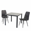 Garniture de jardin HWC-E90, set de balcon, table WPC, 2x chaise en polyrotin + table 76x90x90cm - noir