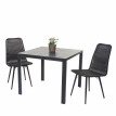 Garniture de jardin HWC-E90, set de balcon, table WPC, 2x chaise en polyrotin + table 76x90x90cm - noir