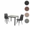 Garniture de jardin HWC-E90, set de balcon, table WPC, 2x chaise en polyrotin + table 76x90x90cm - noir