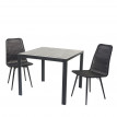Garniture de jardin HWC-E90, set de balcon, table WPC, 2x chaise en polyrotin + table 76x90x90cm - noir