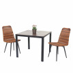 Garniture de jardin HWC-E90, set de balcon, table WPC, 2x chaise en polyrotin+table 76x90x90cm - marron