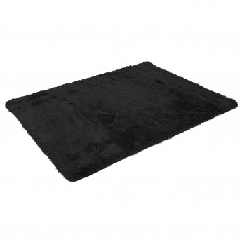 Tapis HWC-F69, shaggy, épais, poil long, tissu/textile, cotonneux, doux, 230x160cm - noir