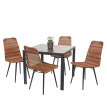 Garniture de jardin HWC-E90, plateau de table en WPC, 4x chaise en polyrotin 76x90x90cm - marron