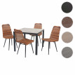 Garniture de jardin HWC-E90, plateau de table en WPC, 4x chaise en polyrotin 76x90x90cm - marron