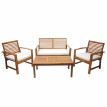 Garniture de jardin HWC-E99, ensemble canapé fauteuil, set de balcon, bois massif d'acacia, coussin crème