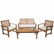 Garniture de jardin HWC-E99, ensemble canapé fauteuil, set de balcon, bois massif d'acacia, coussin crème