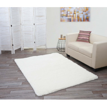 Tapis HWC-F69, Shaggy tapis à poils longs, tissu/textile doux et moelleux 200x140cm - blanc