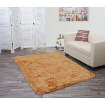 Tapis HWC-F69, shaggy, épais, poil long, tissu/textile, cotonneux, doux, 200x140cm - marron