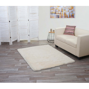Tapis HWC-F69, shaggy, épais, poil long, tissu/textile, cotonneux, doux, 160x120cm - crème