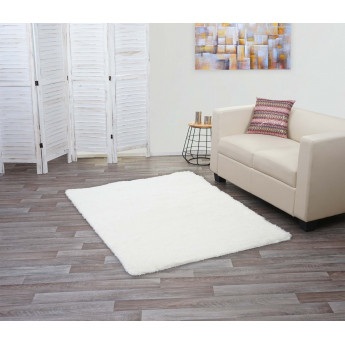 Tapis HWC-F69, Shaggy tapis à poils longs, tissu/textile doux et moelleux 160x120cm - blanc