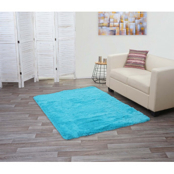 Tapis HWC-F69, Shaggy tapis à poils longs, tissu/textile doux et moelleux 160x120cm - turquoise