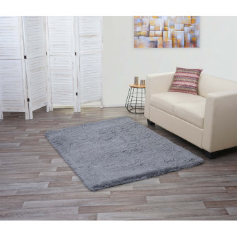 Tapis HWC-F69, shaggy, épais, poil long, tissu/textile, cotonneux, doux, 160x120cm - gris