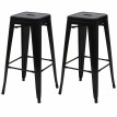 2x tabouret de bar HWC-A73, chaise de comptoir, métal, design industriel, empilable - noir
