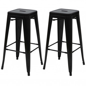 2x tabouret de bar HWC-A73, chaise de comptoir, métal, design industriel, empilable - noir