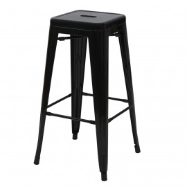2x tabouret de bar HWC-A73, chaise de comptoir, métal, design industriel, empilable - noir
