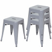 4x tabouret HWC-A73 en métal, design industriel, empilable - gris
