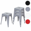 4x tabouret HWC-A73 en métal, design industriel, empilable - gris