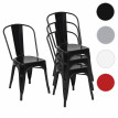 4x chaise de bistro HWC-A73, chaise empilable, métal, design industriel - gris