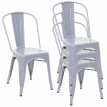 4x chaise de bistro HWC-A73, chaise empilable, métal, design industriel - gris