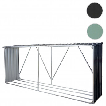 Entrepôt pour bois de chauffage HWC-F22, abri pour bois, chantier de bois, 3,35m³ métal zingué 153x353x80cm