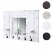 Garderobe murale HWC-C89 avec miroir, planche vestiaire, shabby, vintage, 5 crochets 90x60cm - gris foncé