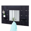 Garderobe murale HWC-C89 avec miroir, planche vestiaire, shabby, vintage, 5 crochets 90x60cm - gris foncé