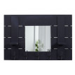 Garderobe murale HWC-C89 avec miroir, planche vestiaire, shabby, vintage, 5 crochets 90x60cm - gris foncé