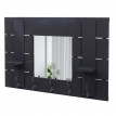 Garderobe murale HWC-C89 avec miroir, planche vestiaire, shabby, vintage, 5 crochets 90x60cm - gris foncé