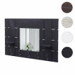 Garderobe murale HWC-C89 avec miroir, planche vestiaire, shabby, vintage, 5 crochets 90x60cm - gris foncé