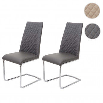 2x chaise de salle à manger HWC-F31, chaise cantilever, chaise de cuisine, similicuir - crème