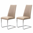2x chaise de salle à manger HWC-F31, chaise cantilever, chaise de cuisine, similicuir - crème