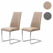2x chaise de salle à manger HWC-F31, chaise cantilever, chaise de cuisine, similicuir - crème