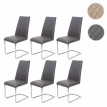 6x chaise de salle à manger HWC-F31, chaise cantilever, chaise de cuisine, similicuir - crème