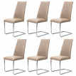 6x chaise de salle à manger HWC-F31, chaise cantilever, chaise de cuisine, similicuir - crème