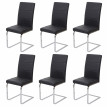 6x chaise de salle à manger HWC-F27, chaise cantilever, chaise de cuisine, similicuir, chrome - noir