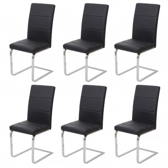 6x chaise de salle à manger HWC-F27, chaise cantilever, chaise de cuisine, similicuir, chrome - noir