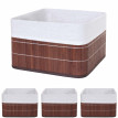 4x panier de rangement HWC-C21, boîte de rangement, caisson de triage, bambou, marron